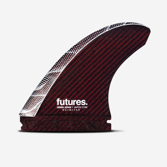 Futures, Thruster fins - John John Florence Large Scimitar Vapor Core - Carbon / Red design, FUTURES., Pinne, Thruster fins - John John Florence Large Scimitar Vapor Core - Carbon / Red design, FUTURES.