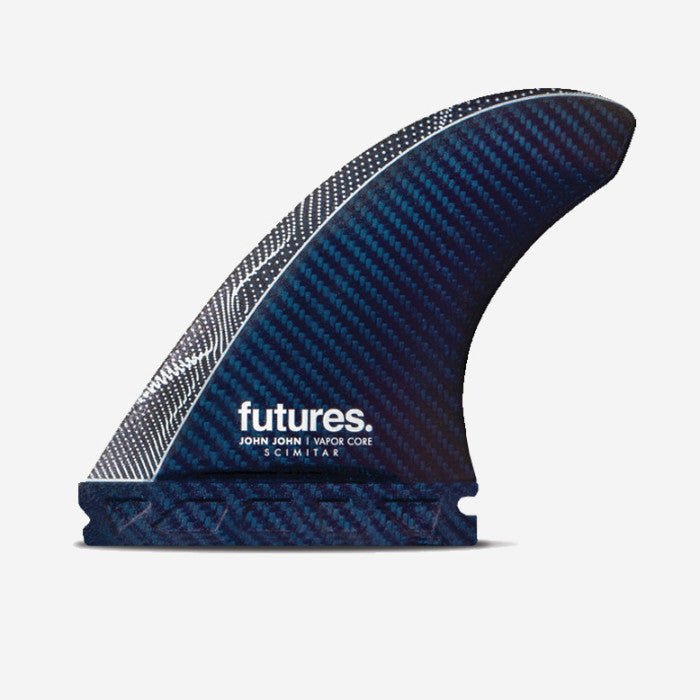 Futures, Thruster fins - John John Florence Medium Scimitar Vapor Core - Carbon / Blue design, FUTURES., Pinne, Thruster fins - John John Florence Medium Scimitar Vapor Core - Carbon / Blue design, FUTURES.