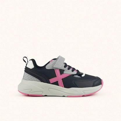 MUNICH, MUNICH MINI TRACK 130 Sneakers da bambino/a fuoristrada Nero, Rosa, Grigio e Bianco, , MUNICH MINI TRACK 130 Sneakers da bambino/a fuoristrada Nero, Rosa, Grigio e Bianco