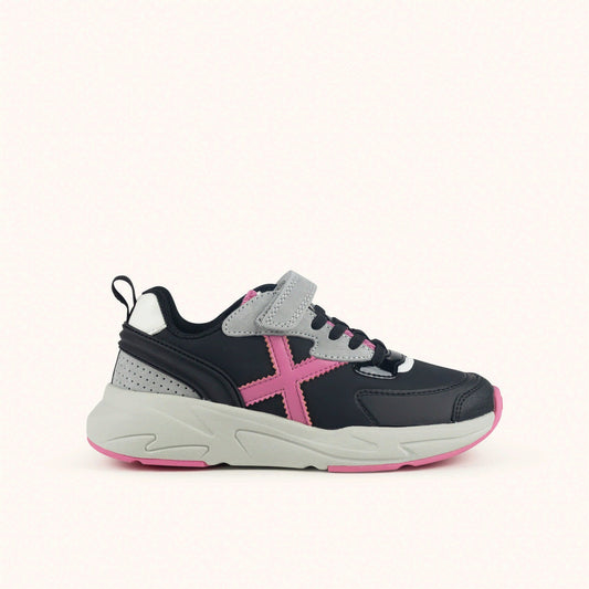 MUNICH, MUNICH MINI TRACK 130 Sneakers da bambino/a fuoristrada Nero, Rosa, Grigio e Bianco, , MUNICH MINI TRACK 130 Sneakers da bambino/a fuoristrada Nero, Rosa, Grigio e Bianco