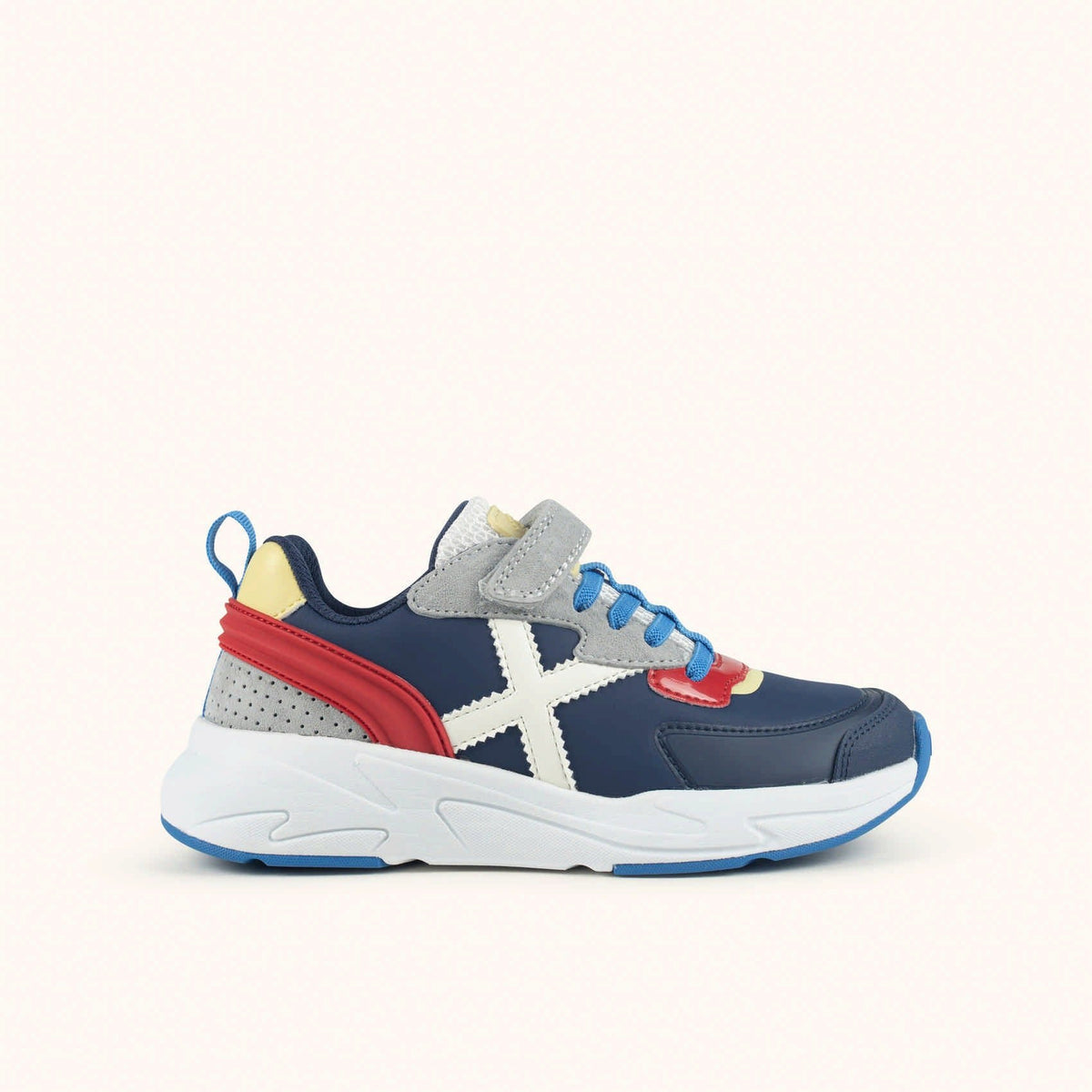 MUNICH, MUNICH MINI TRACK 132 Sneakers da bambino/a fuoristrada Blu navy, Rosso, Grigio, Giallo e Bianco, , MUNICH MINI TRACK 132 Sneakers da bambino/a fuoristrada Blu navy, Rosso, Grigio, Giallo e Bianco