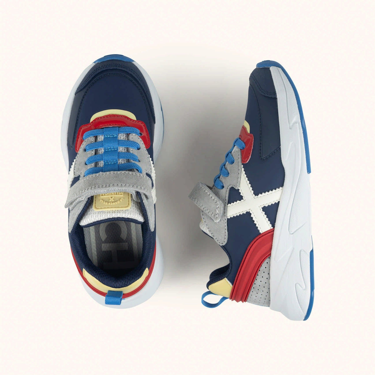 MUNICH, MUNICH MINI TRACK 132 Sneakers da bambino/a fuoristrada Blu navy, Rosso, Grigio, Giallo e Bianco, , MUNICH MINI TRACK 132 Sneakers da bambino/a fuoristrada Blu navy, Rosso, Grigio, Giallo e Bianco