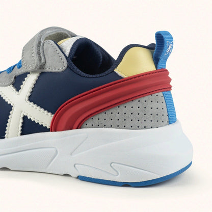 MUNICH, MUNICH MINI TRACK 132 Sneakers da bambino/a fuoristrada Blu navy, Rosso, Grigio, Giallo e Bianco, , MUNICH MINI TRACK 132 Sneakers da bambino/a fuoristrada Blu navy, Rosso, Grigio, Giallo e Bianco