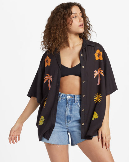 Billabong, On Vacation - Camicia a maniche corte da donna blk, Donna, On Vacation - Camicia a maniche corte da donna blk