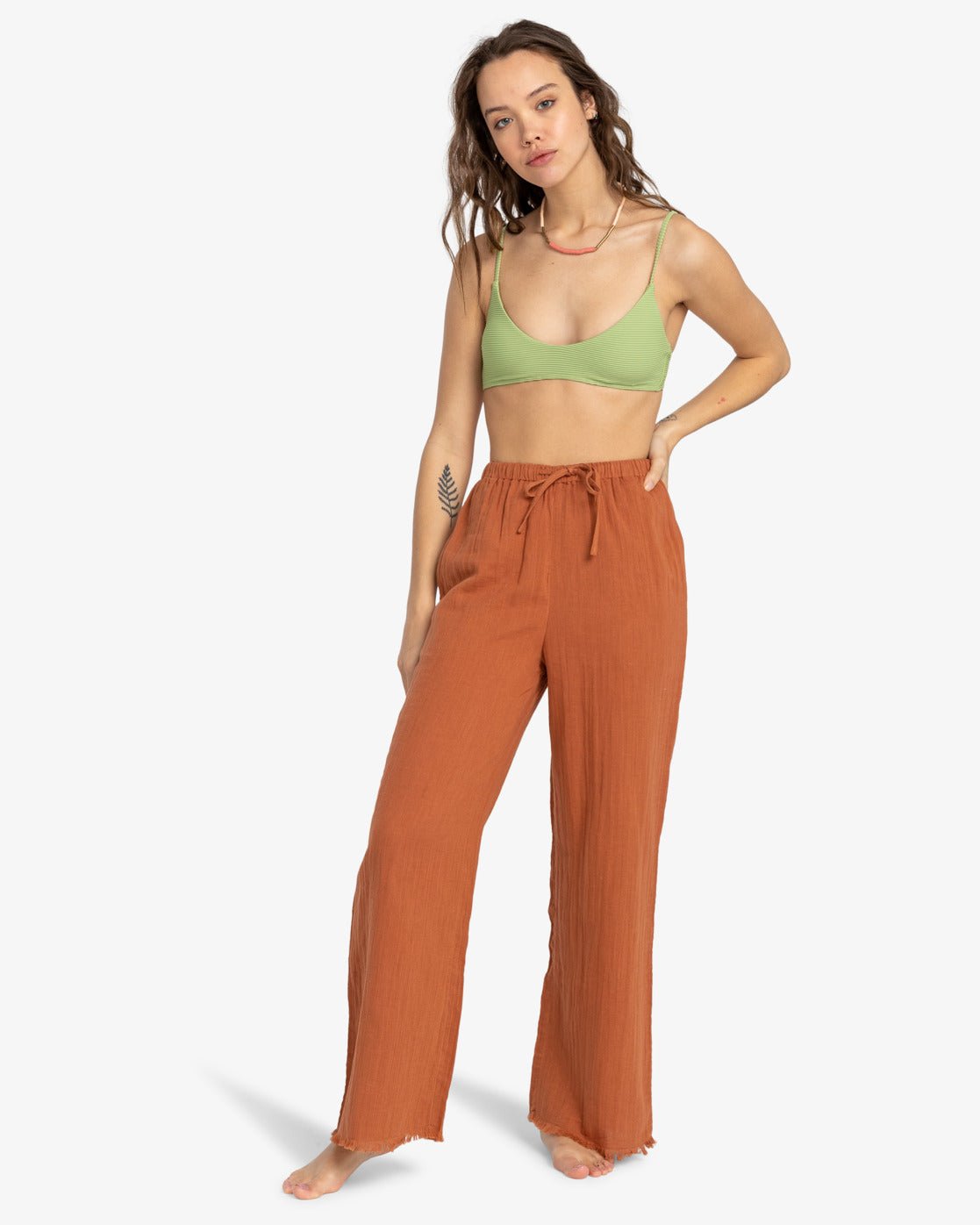 Billabong, That Smile - Pantaloni a gamba larga da donna marrone dorato, Donna, That Smile - Pantaloni a gamba larga da donna marrone dorato