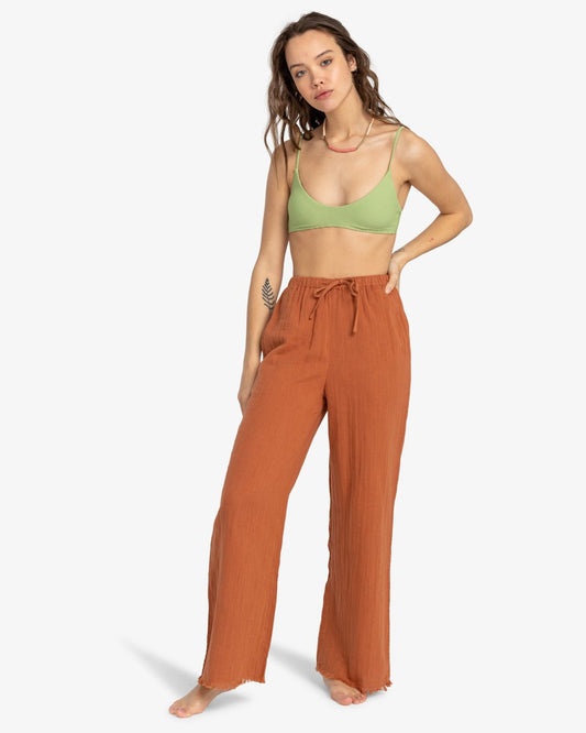 Billabong, That Smile - Pantaloni a gamba larga da donna marrone dorato, Donna, That Smile - Pantaloni a gamba larga da donna marrone dorato