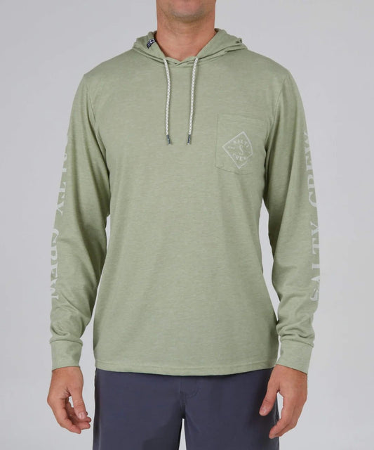 Salty Crew, Tippet Pocket Hood Tech Tee - Dusty Sag, T-Shirt, Tippet Pocket Hood Tech Tee - Dusty Sag