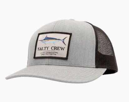 Salty Crew, Marlin Mount Heather Grey Black Retro Trucker, cappelli, Marlin Mount Heather Grey Black Retro Trucker